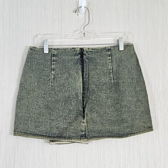 SALE Prettylittlething PLT Vintage Wash Denim Wrap Over Mini Skirt - sz US 6 NWT - Picture 4 of 9